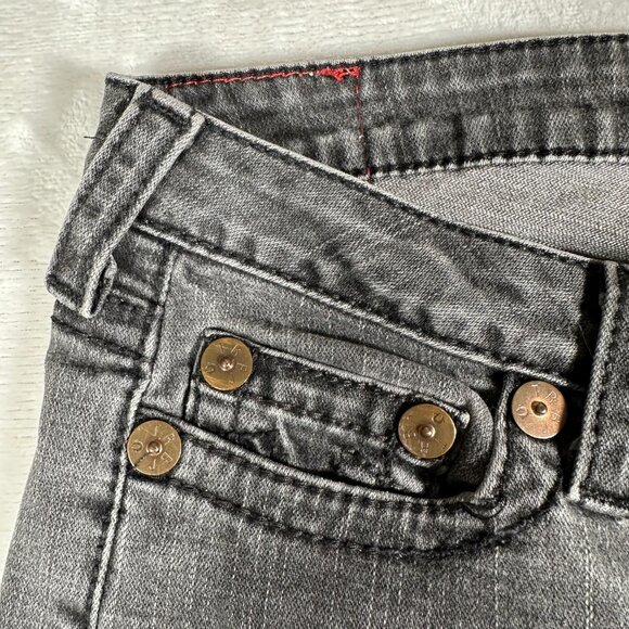 VTG True Religion Jeans Women Size 27 Gray Stella Big T Low Rise Made in USA - Picture 10 of 13